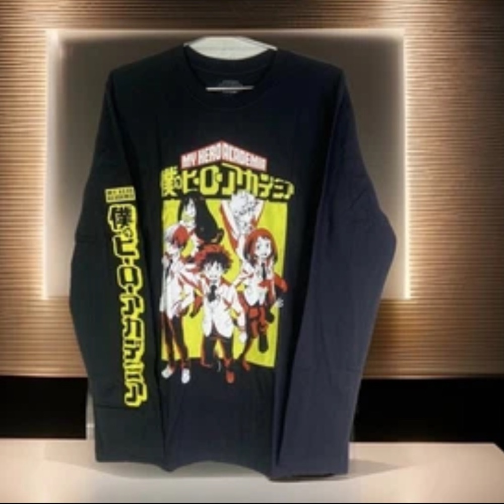 The My Hero Academia Character Group Vibrant Graphics Black Long Sleeve Tee